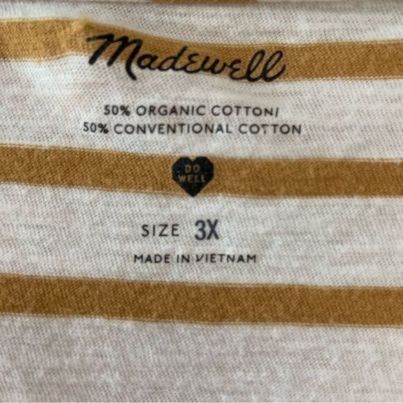 MADEWELL Women’s Organic Cotton Blend Striped V-Neck Tee Size 3X - Picture 10 of 10